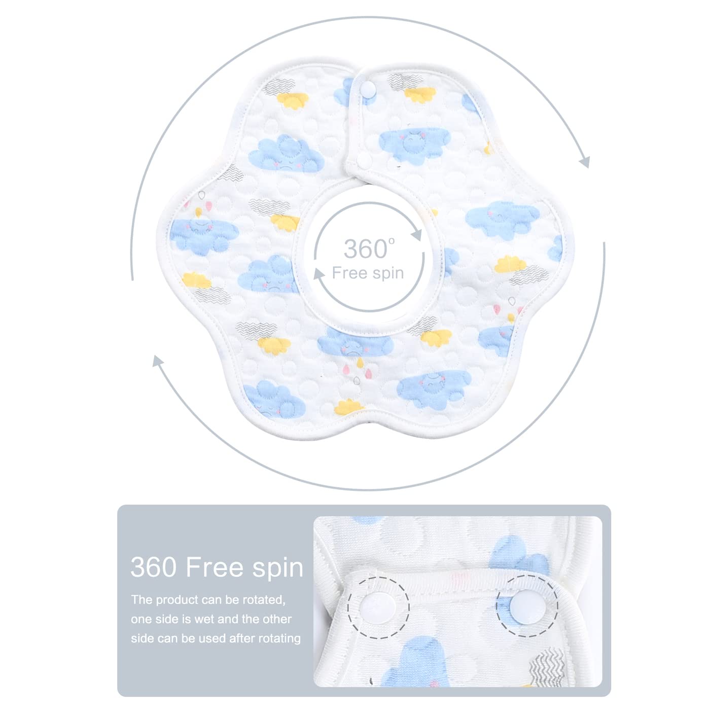 10-Pack 360 Rotate Baby Bibs for Eating and Drooling, Soft and Waterproof Bibs for Girls Boys - Image 4